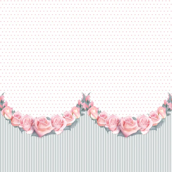 Vektor Hintergrund mit Girlanden aus Blumen und Blättern. Einladung und Grußkarte zur Hochzeit. Rahmen aus Zweigen blühender Rosen. rosa romantische abstrakte Illustration mit Textfeld — Stockvektor