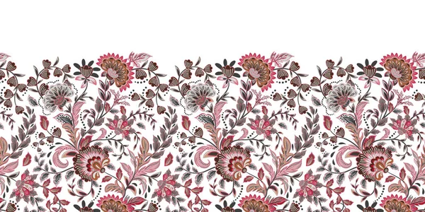 Nahtloser Rahmen für Blumenbanner. nahtlose Grenze mit Hand zeichnen Fantasie-Blumen. Doodle Pastellfarben Muster — Stockvektor