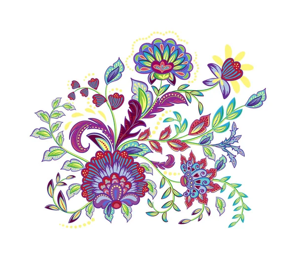 Винтажные цветы вышивка патч. Векторная иллюстрация — стоковый вектор