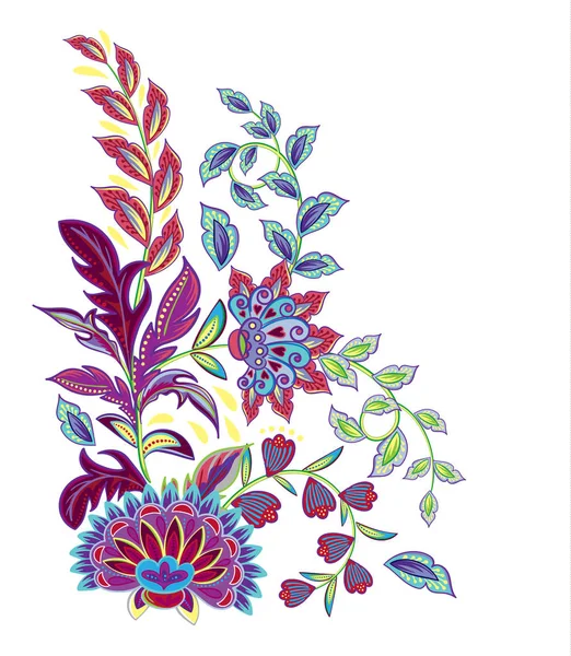 Vintage flowers embroidery patch. Vector illustration — Stock Vector