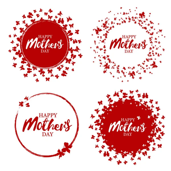 Glücklicher Muttertag. rotes rundes Grunge Vintage Muttertagsschild. Vektor — Stockvektor