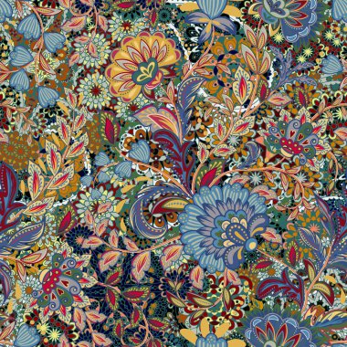 İnanılmaz renk çiçek deseni. Çok renkli parlak çiçek arka plan. Provence tarzında Vintage seamless modeli.