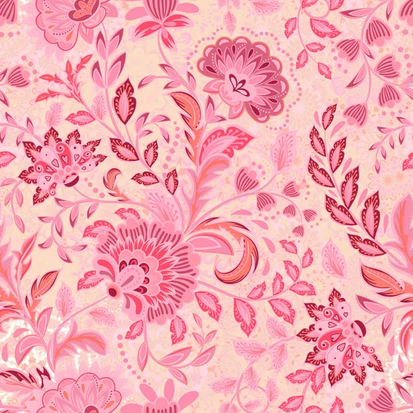 Incredibilmente bella, succosa, brillante, modello vettoriale con delicati fiori rosa fantasia. Ideale per tessuti, tessuti, stampe e accessori . — Vettoriale Stock