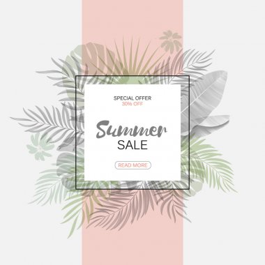 Egzotik yaprak afiş yuvarlak. Trendy vektör tasarımı. Tropikal yaprak arka plan. Vektör