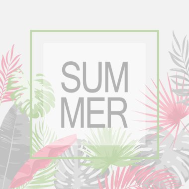 Yaz moda tropikal yaprak tasarımı. Vektör