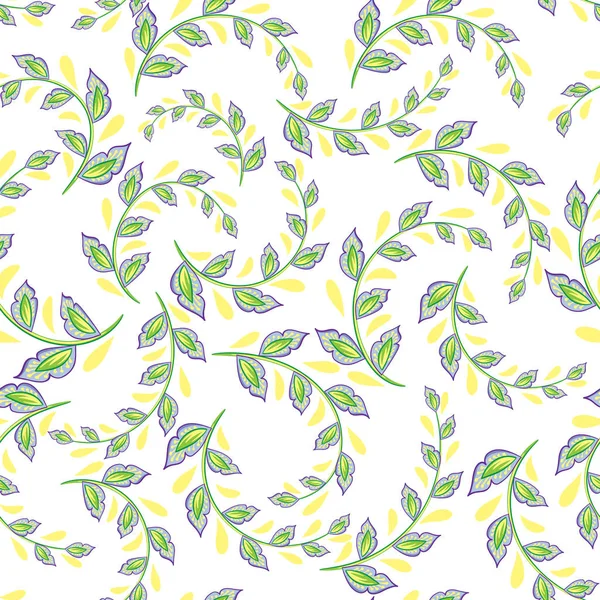 Un patrón repetitivo de hojas pequeñas. Estampados para tejidos de algodón en estilo country. Dibujo a mano vector floral — Vector de stock