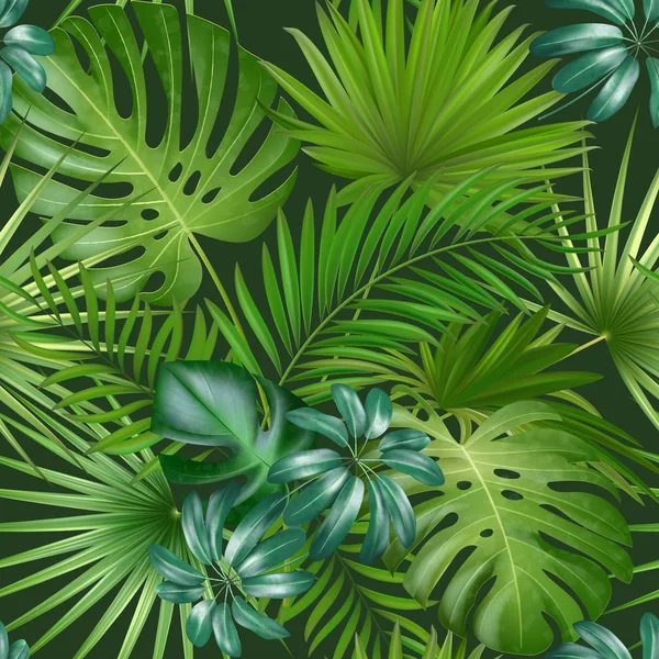 Palm trópusi varrat nélküli mintát szövet vagy egyéb felhasználás levelek. Végtelen egzotikus háttér — Stock Vector
