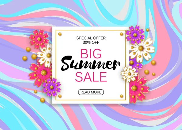 Yaz satış afiş tasarım şablonu. Vektör çizim. Reklam şablon.