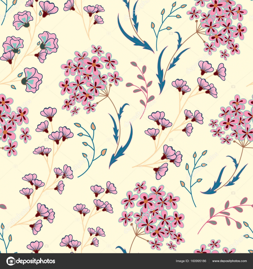 Cute Floral pattern in the small flower. Motifs scattered random. Ditsy ...