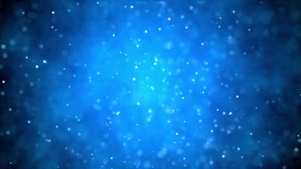 Blue motion background light and rising blinking particles — Stock Video