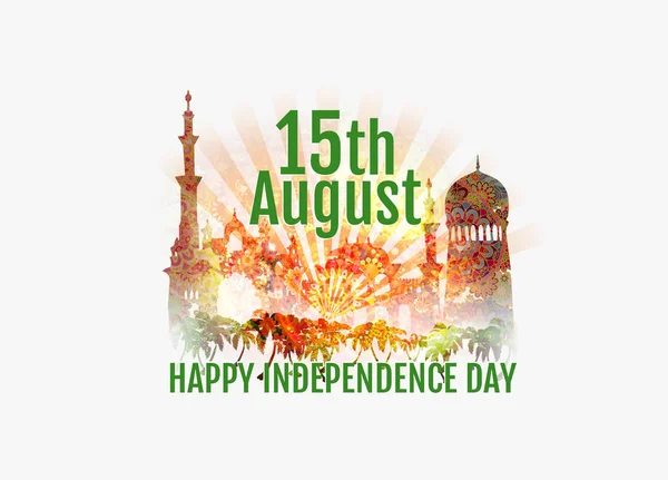 Καλή ημέρα της ανεξαρτησίας της Ινδίας. Vector εικονογράφηση της αφηρημένης Indian παρασκήνιο με ιστορικό μνημείο — Διανυσματικό Αρχείο