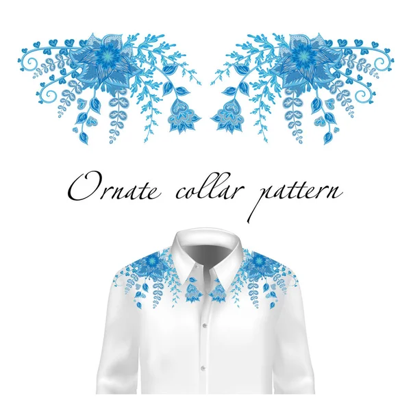 Design vettoriale per camicie e camicette da collo. Collo colorato di fiori etnici. Ricamo per la moda — Vettoriale Stock