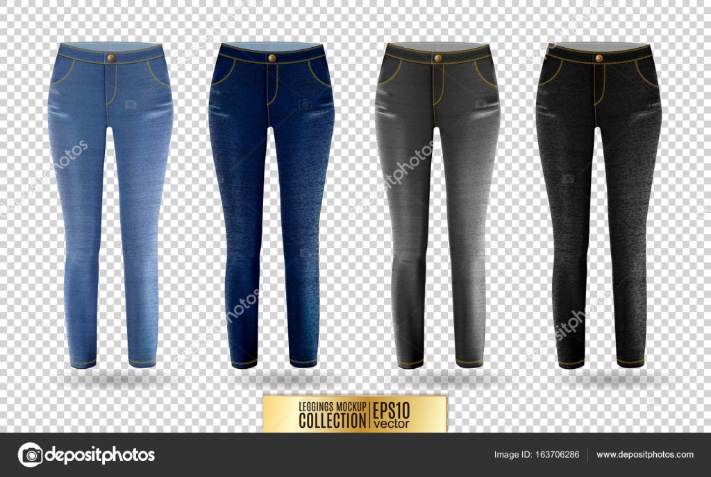 Leggings-Mockup-Set, blaue und graue Jeans auf transparentem