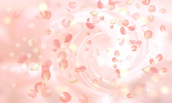 Vector delicate achtergrond met dalende roze roze bloemblaadjes — Stockvector