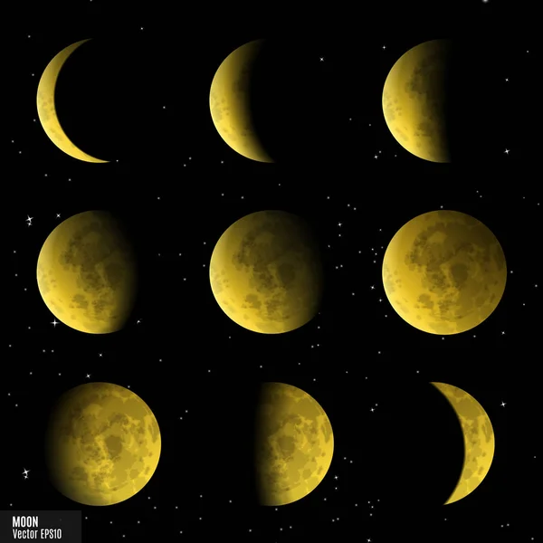 Conjunto vectorial de fases lunares — Archivo Imágenes Vectoriales