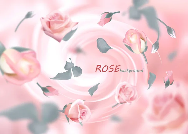 Mugurii de trandafiri roz ușor zboară într-un vârtej de vânt. Vector realist de calitate, 3D — Vector de stoc