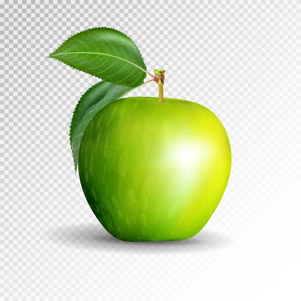 Manzana verde fresca perfecta aislada sobre fondo transparente. Vector, 3D — Archivo Imágenes Vectoriales