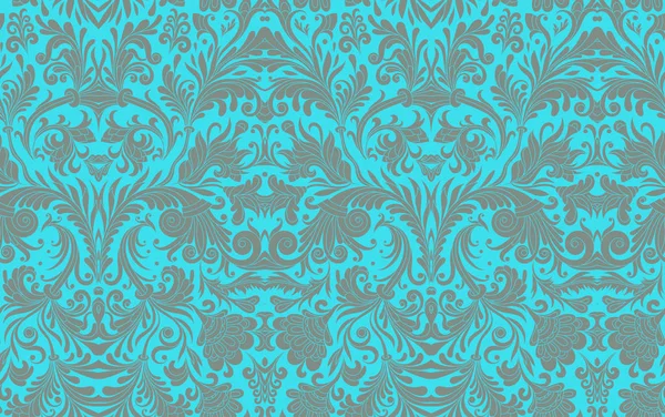 Klassischer Luxus altmodischen Damastschmuck, königliche viktorianische nahtlose Textur für Tapeten, Textilien, Verpackung. exquisite barocke Vorlage. Damast nahtloses Musterelement in blauen Farben. — Stockvektor