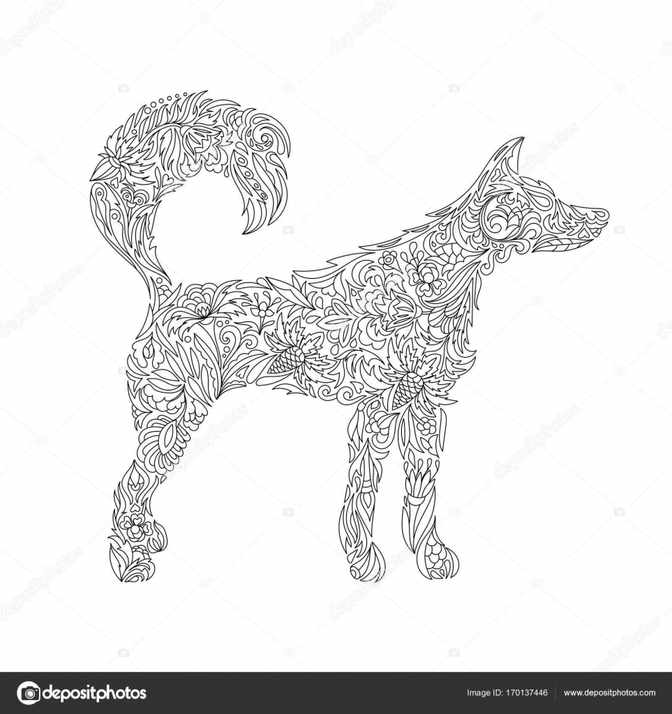 Dog Zentangle Stylized Dog Freehand Sketch With Dog For