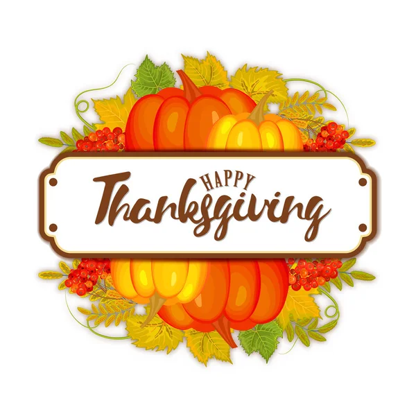 Stile acquerello Happy Thanksgiving Day logotipo, distintivo o icona. Felice Giorno del Ringraziamento modello di logo. Buon Ringraziamento banner, volantino — Vettoriale Stock