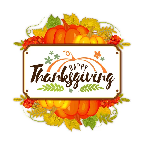 Stile acquerello Happy Thanksgiving Day logotipo, distintivo o icona. Felice Giorno del Ringraziamento modello di logo. Buon Ringraziamento banner, volantino — Vettoriale Stock