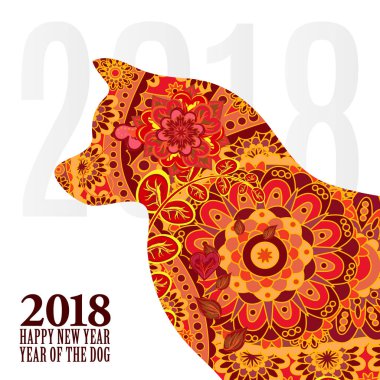 Köpek, 2018 Çin takviminde sembolü vektör Illustration. Yeni yıl tasarım için vektör öğesi.