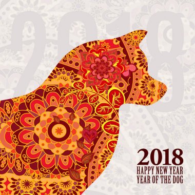 Köpek, 2018 Çin takviminde sembolü vektör Illustration. Yeni yıl tasarım için vektör öğesi.