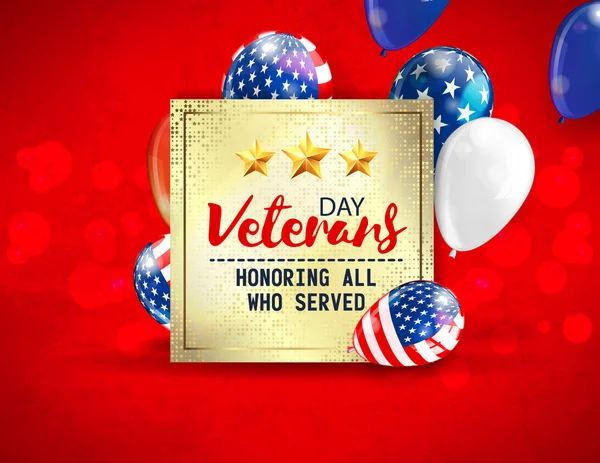 Día de los veteranos. Honrando a todos los que sirvieron. 11 de noviembre — Vector de stock