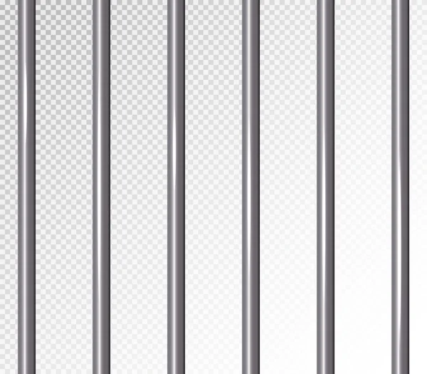 Prison Bars Isolated Vector Illustration. Transparent Background. 3D Metal Jailhouse, Prison House Grid Illustration — Stock Vector
