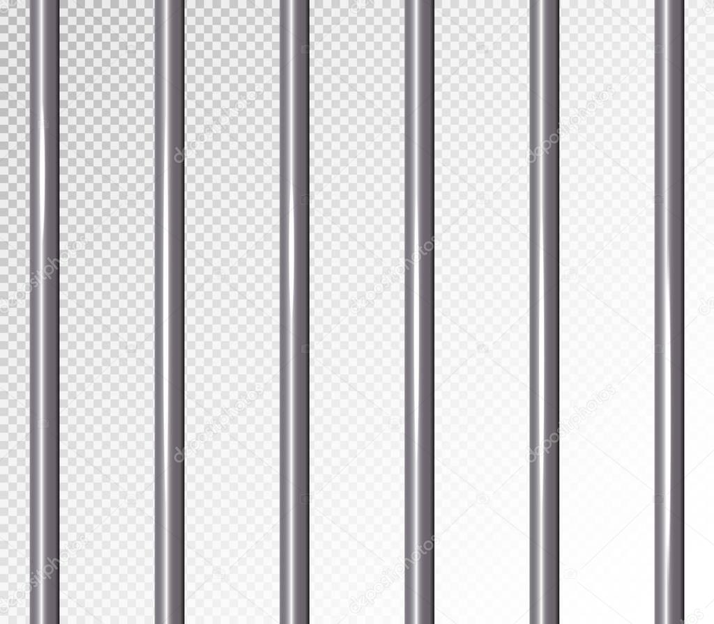 Prison Bars Isolated Vector Illustration. Transparent Background. 3D Metal Jailhouse, Prison House Grid Illustration