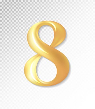 Vektör 3d mat altın sayı toplama - sekiz, 8. EPS kafes kullanarak 10.