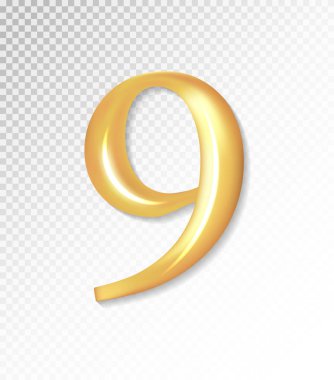 Vektör 3d mat altın sayı toplama - 9, 9. EPS kafes kullanarak 10.