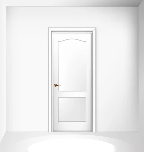 Closed white entrance door on white wall. Realistic vector illustration. — Stock Vector