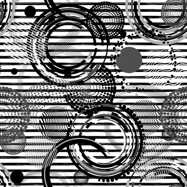 Patrón sin costura rayado abstracto. Fondo vectorial creativo con figuras geométricas. Papel pintado moderno, grunge, blanco y negro para textiles y telas. Estilo de moda . — Archivo Imágenes Vectoriales