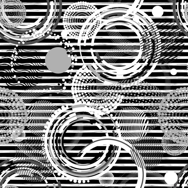 Абстрактный полосатый бесшовный рисунок. Творческий векторный фон с геометрическими фигурами. Современные, гранж, черно-белые обои для текстиля и ткани. Стиль моды . — стоковый вектор