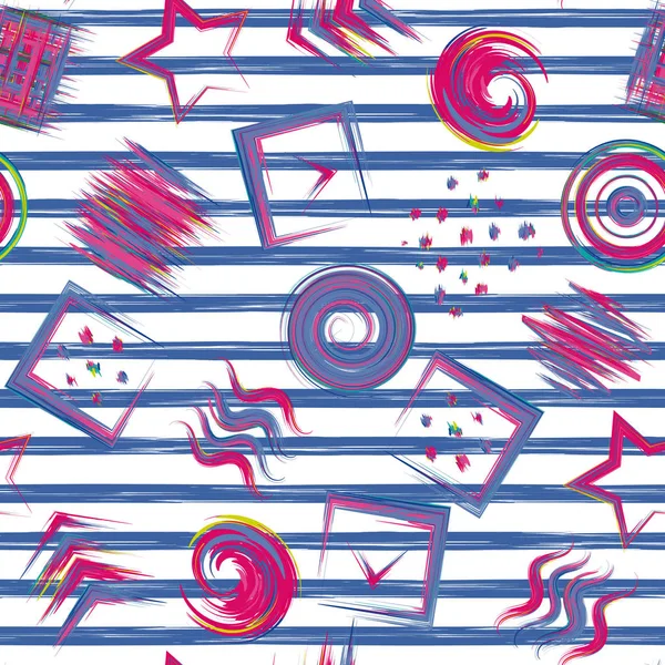 Abstract striped seamless pattern . Creative vector background with geometric figures. Modern, grunge , Colorful wallpaper for textile and fabric. Fashion style. — Stock Vector
