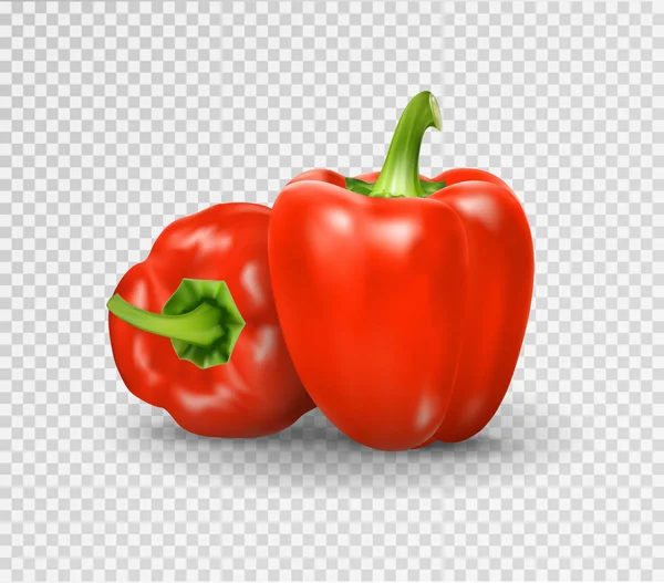 Vektorové sada barevných žluté a červené sladké bulharská paprika, Paprika izolovaných na bílém pozadí — Stockový vektor