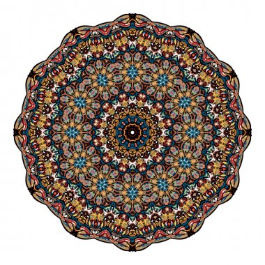Çiçek Mandala. Vintage dekoratif öğeler. Oryantal desen vektör çizim. Islam, Arapça, Indian, Fas, İspanya, Türk, pakistan, Çin, mistik, Osmanlı motifleri.