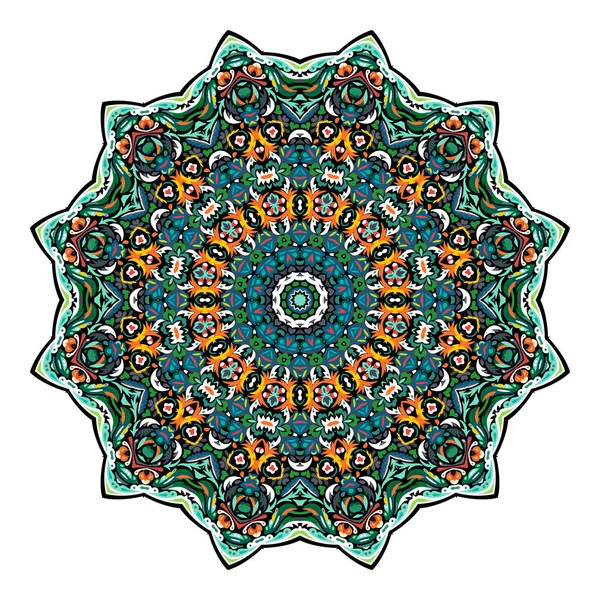 Kwiat Mandala. Vintage elementy dekoracyjne. Orientalny wzór, ilustracji wektorowych. Islam, arabski, indyjski, marokańskie, Hiszpania, turecki, pakistan, chiński, mistyk, otomańskimi motywami. Niebieski kolory pomarańczowy. — Wektor stockowy