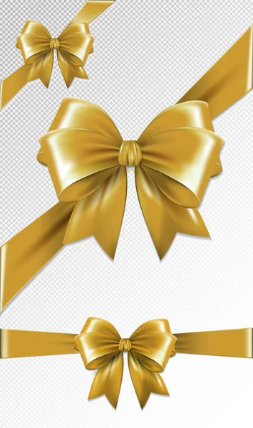 Uppsättning av guld gåva bågar. Vektorillustration. Koncept för inbjudan, banners, presentkort, gratulationen eller webbplats layout vektor. — Stock vektor