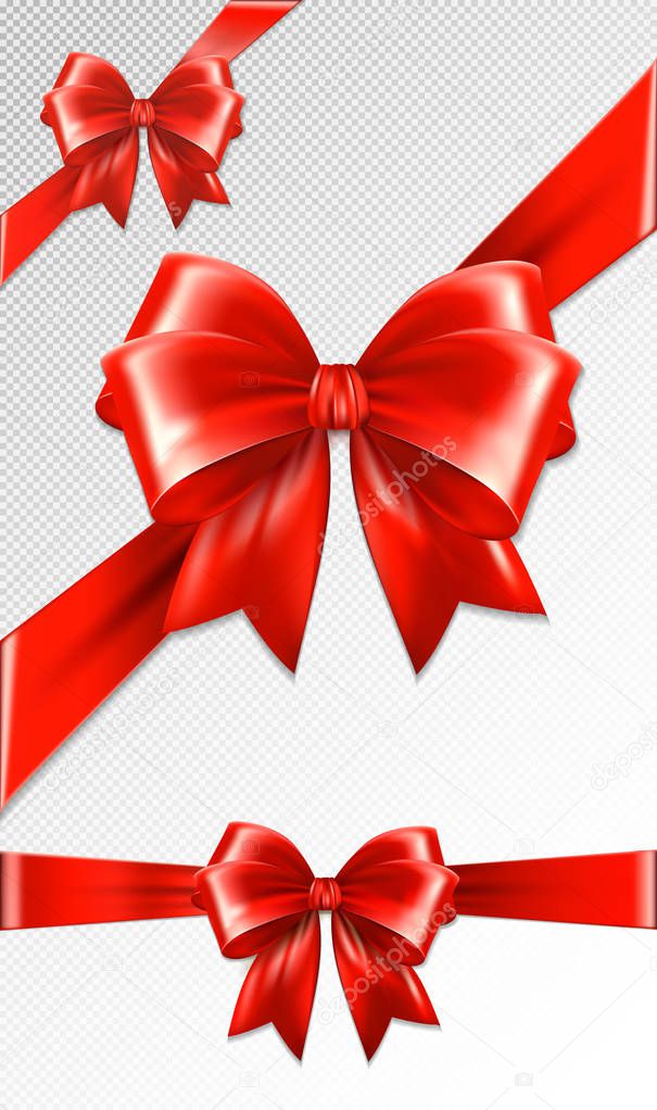 Set of red gift bows.Vector illustration. Concept for invitation, banners, gift cards, congratulation or website layout vector.