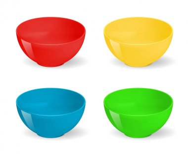 Gıda kase üzerinde gerçekçi resimde boş. Seramik mutfak dishware ayarlayın. Gıda, seramik dishware boş koleksiyon için kase