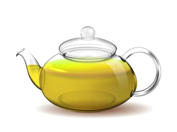 Théière avec thé vert isolé en fond blanc — Photo