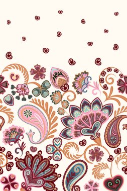 Damasko tarzı desenli çiçek dikey seamless modeli. Vektör eps8