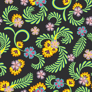 Bir basit çiçek desenli, düzenleme ve repainting için uygun. Zarif çiçek sarı yeşil desenli gri bir arka plan üzerinde. Vektör.