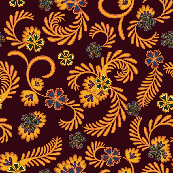 Un patrón floral simple, conveniente para editar y repintar. Elegante fondo vinoso floral naranja. Vector . — Vector de stock