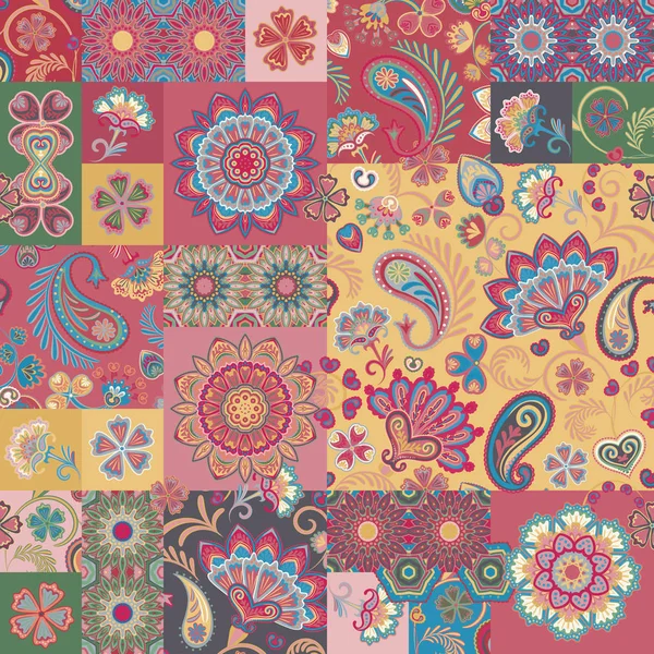 Patchwork-Muster. Vintage dekorative Elemente. Handgezeichneter Hintergrund. islam, arabisch, indisch, osmanisch. perfekt für den Druck auf Stoff oder Papier. — Stockvektor