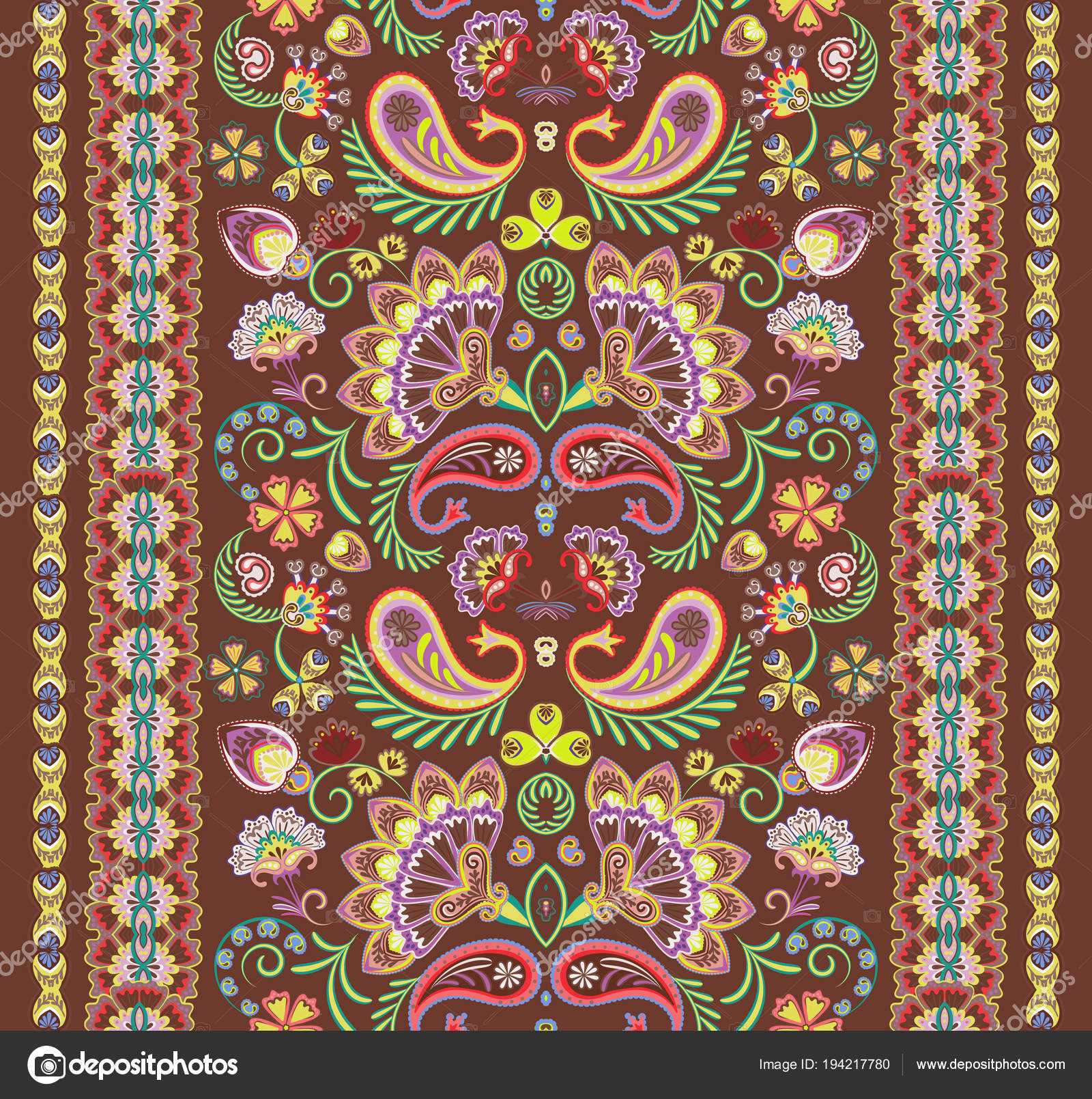 Indiano Padrão Sem Emenda Papel De Parede Com Paisley Estilo