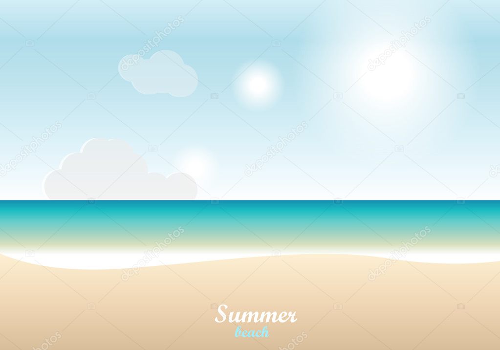 Summer beach, sand and sea and sky background