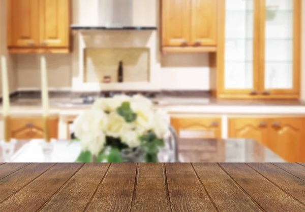 Wood Table Top Blur Background Kitchen Can Used Display Your — Stock Photo, Image